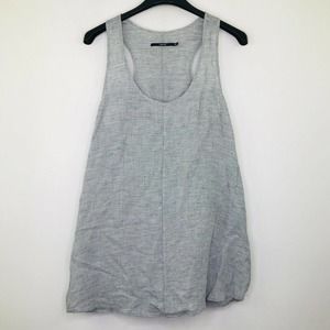 J Brand Women's Small Tank Top Gray Linen Scoop Neck High Low Racerback BR16
